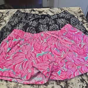 2 Pairs Of Lauren James Black and White Patterned And Pink Pattered Shorts M
